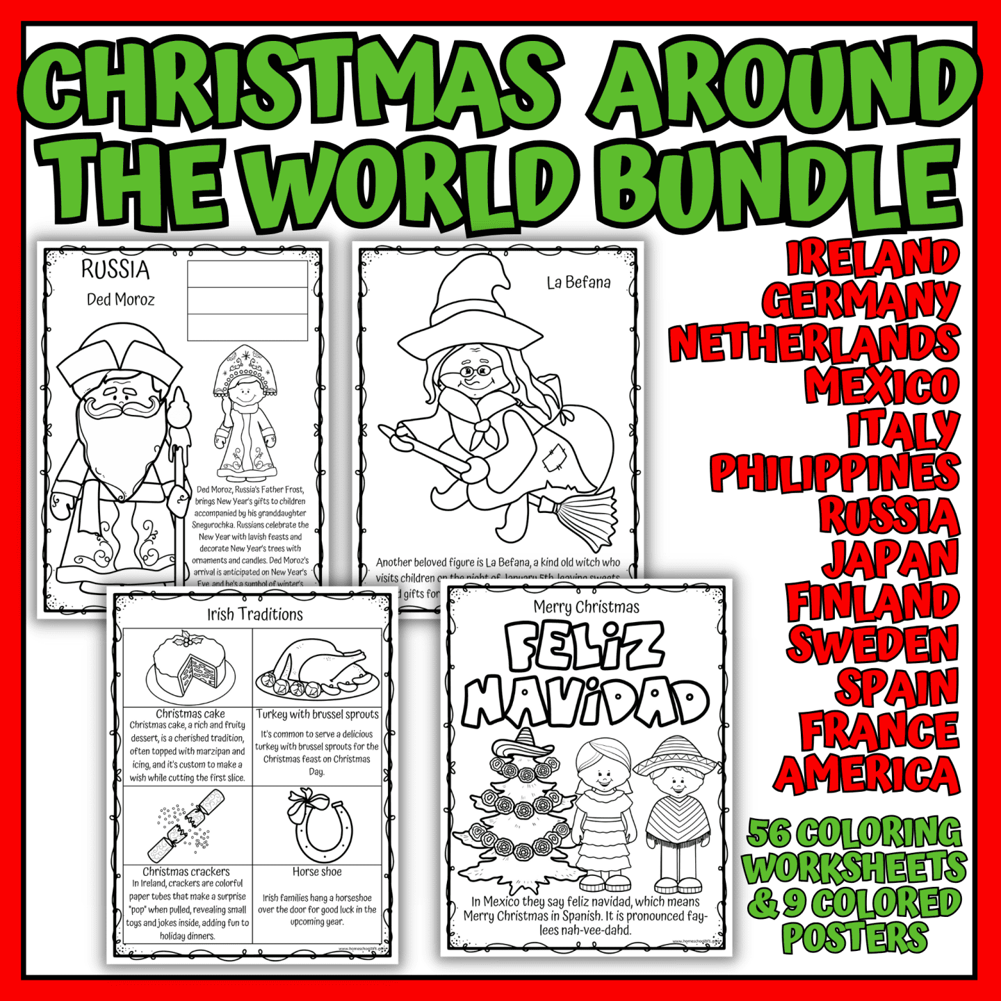 free christmas around the world worksheet